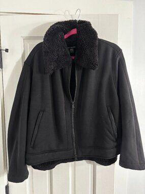 Athleta Black Fleece Sherpa Jacket Zip - 1X